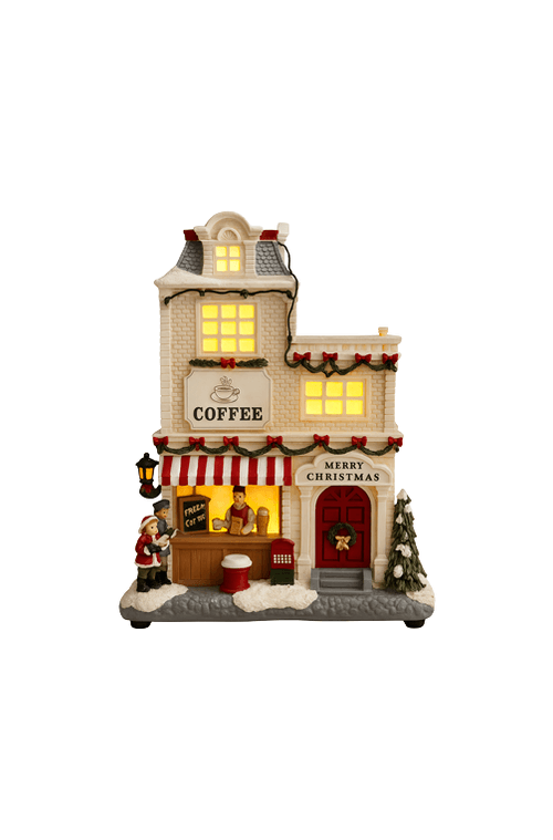 Casa de Coffee Natalina Decorativa Musical com Luz