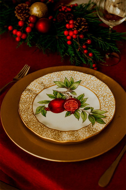 Prato de Sobremesa Encanto Dourado de Porcelana