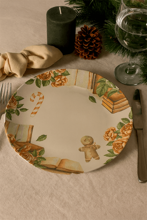 Prato Raso Stoneware Coup Postais de Natal