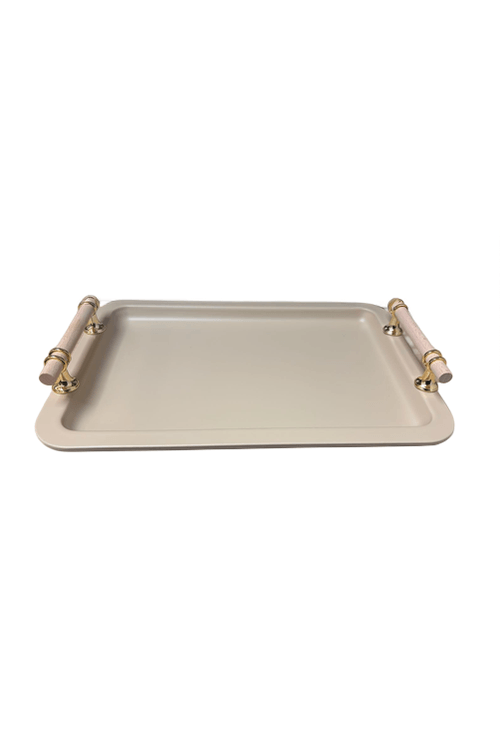 Bandeja Decorativa Média com Alça Light Bege