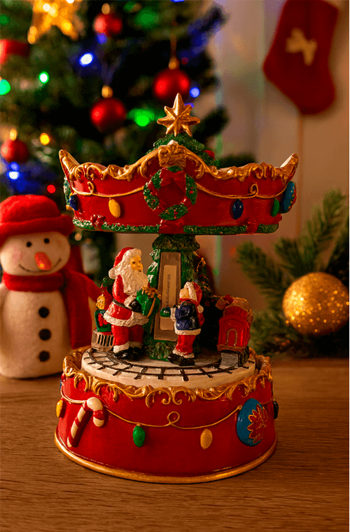 Carrossel de Papai Noel e Trenzinho Decorativo
