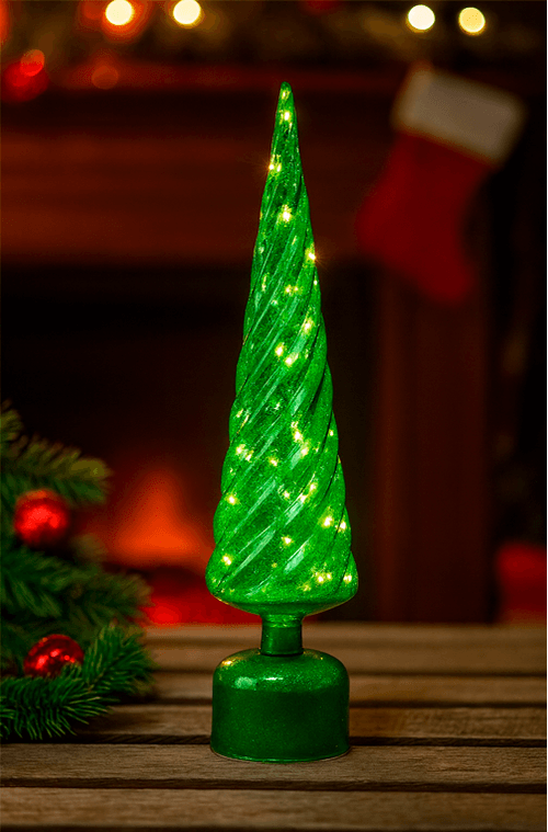 Árvore Decorativa com Led Verde em Vidro