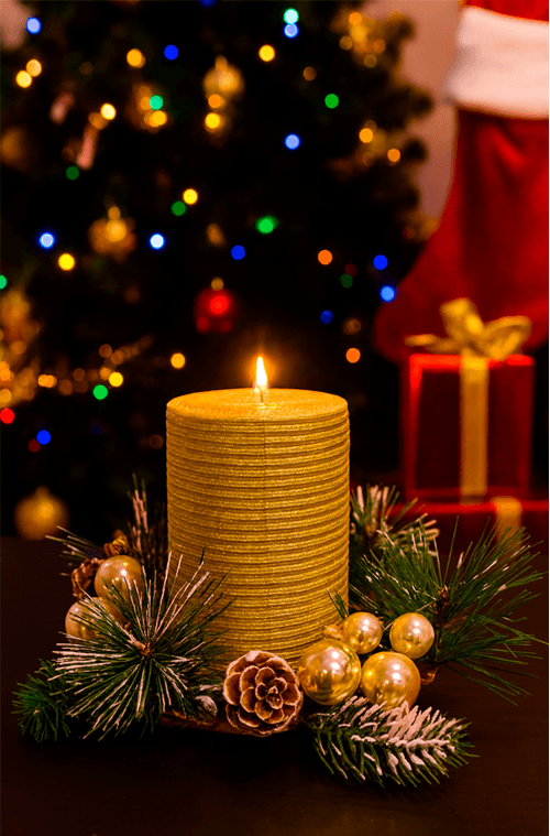 Candelabro Natalino Decorativo Dourado