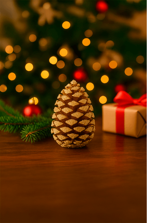 Pinha Brilhante Natalina Decorativa Ouro