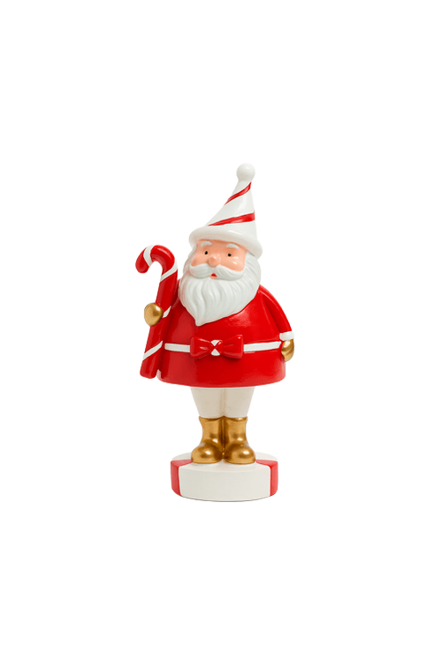Papai Noel Decorativo em Resina Branco e Vermelho