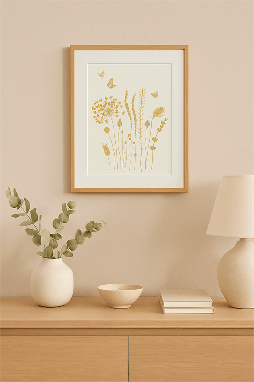 Quadro Decorativo Leaves Dourado