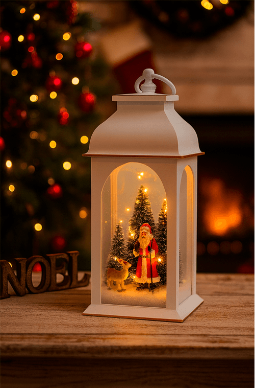 Lamparina Natalina com Papai Noel e Led
