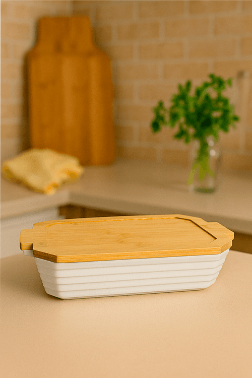 Refratário  Retangular com Tampa em Bambu