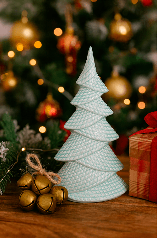 Mini Árvore de Natal Decorativo Adorno em Cerâmica