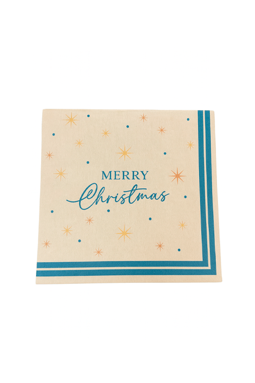 Guardanapo de Papel Natalino Merry Crihstmas Creme e Azul