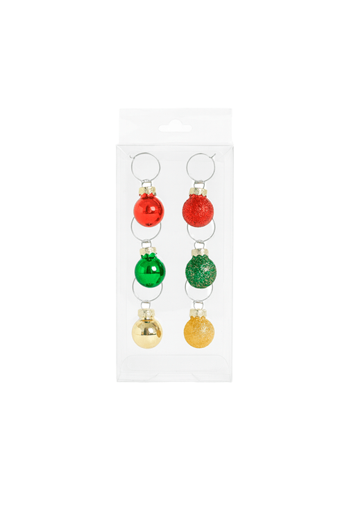 Conjunto de 6 Marcadores de Taça de Bolas Natalinas Coloridas