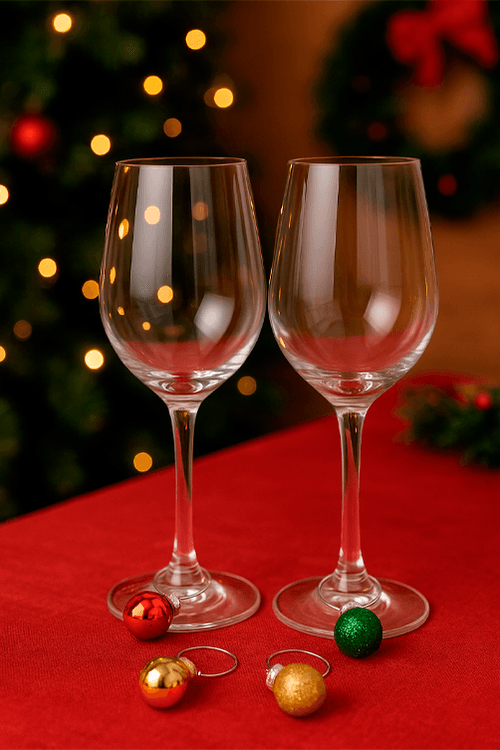 Conjunto de 6 Marcadores de Taça de Bolas Natalinas Coloridas