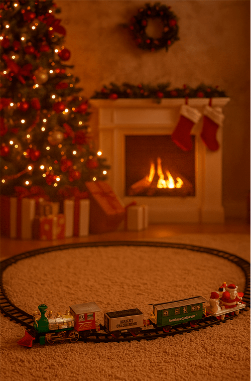 Trem Elétrico Natalino Oval com Bateria 4 AA