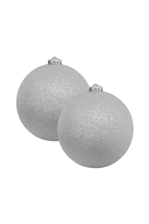 Conjunto de 2 Bolas de Natal com Glitter Prata