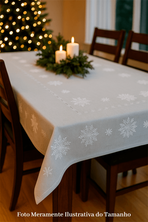 Toalha de Mesa Floco de Neve Vazada 160x220