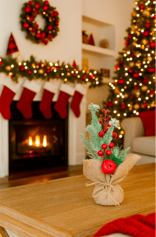 Enfeite de Plantinha Artificial Natalina Decorativa