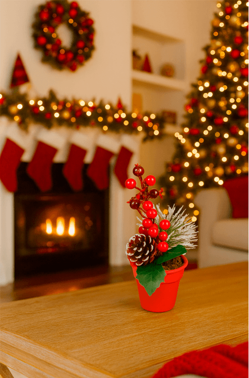 Enfeite de Planta com Vasinho Natalino Decorativo