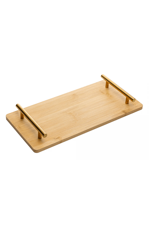 Bandeja Retangular Seattle com Alças de Metal Dourado 36x17cm