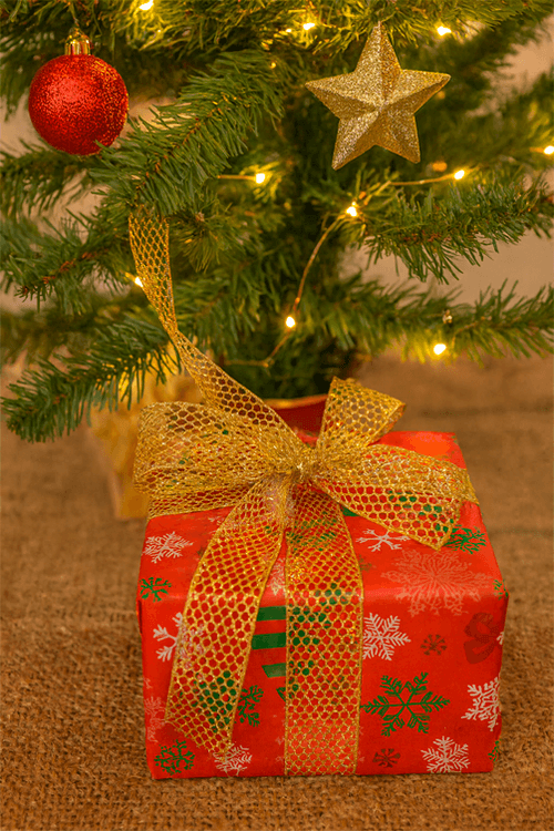 Fita Natalina Aramada Tela com Glitter Dourado 5M