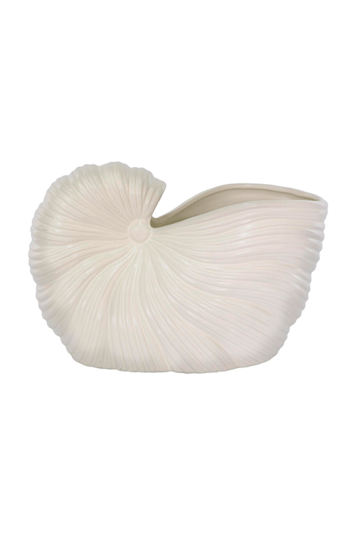Vaso Decorativo de Cerâmica Concha Fosco Off White