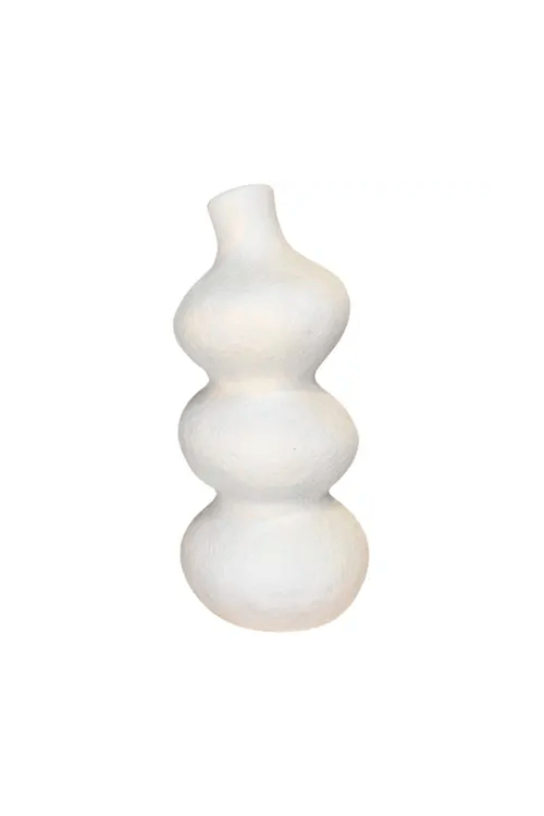Vaso Gominhos Pequeno Minimalista em Cerâmica Branco