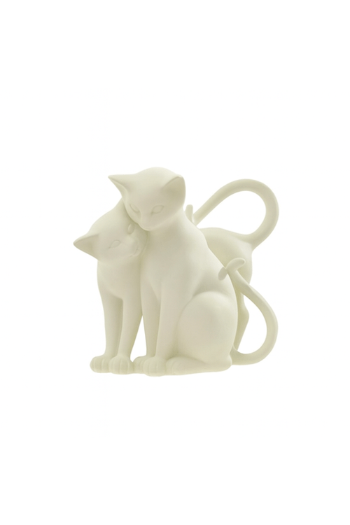 Escultura de Casal de Gato Off White