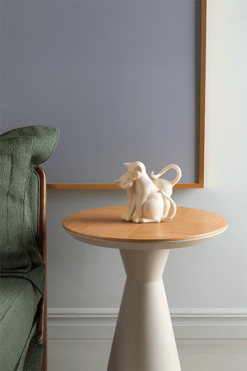 Escultura de Casal de Gato Off White