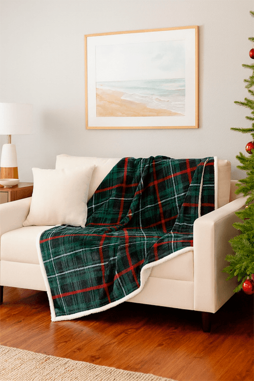 Manta Natalina Flanelada Sherpa 130x150cm