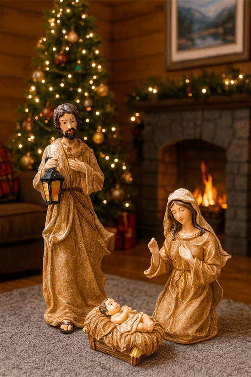 Presépio Sagrada Familia 3 Peças em Resina