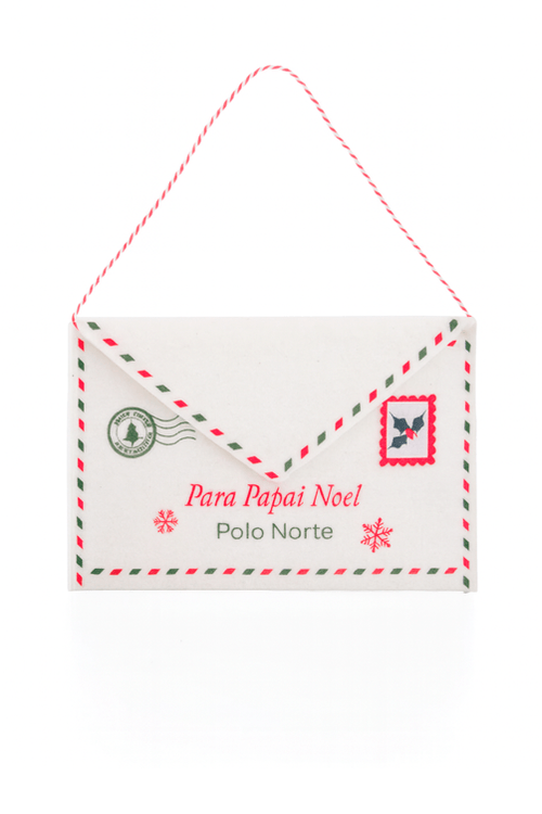Bolsa Envelope Natalina com Alça para Cartas do Papai Noel Branco