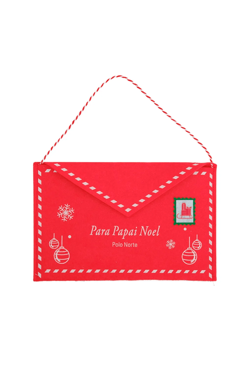 Bolsa Envelope Natalina com Alça para Cartas do Papai Noel Vermelho