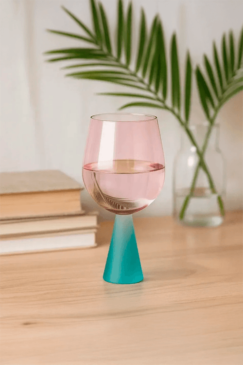 Taça para Água Rosa com Base Cônica Azul 420ml