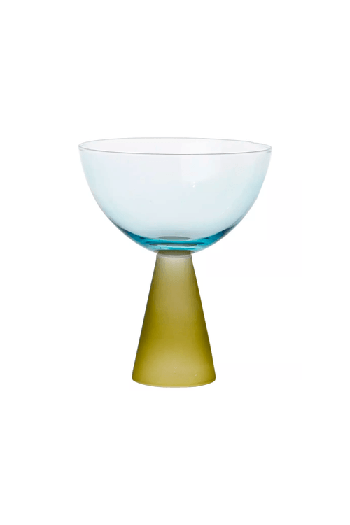 Taça para Sobremesa Azul com Base Cônica Verde 240ml