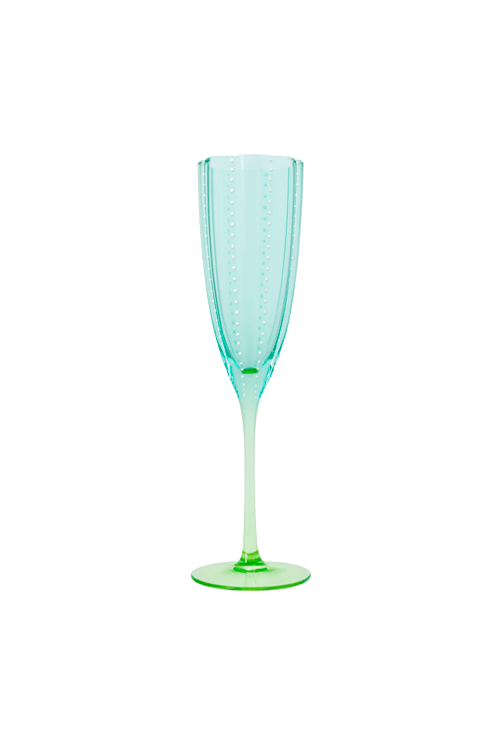 Taça de Champanhe Meg Azul com Base Verde 220ml