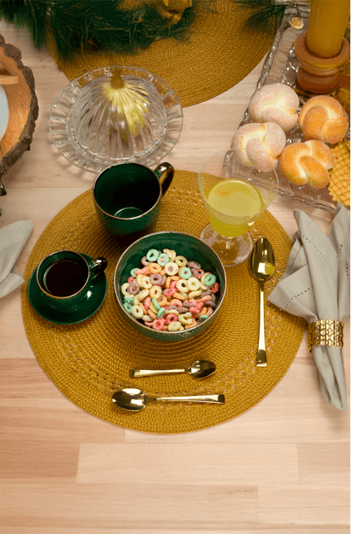 Jogo Americano Redondo em Poliester Mostarda