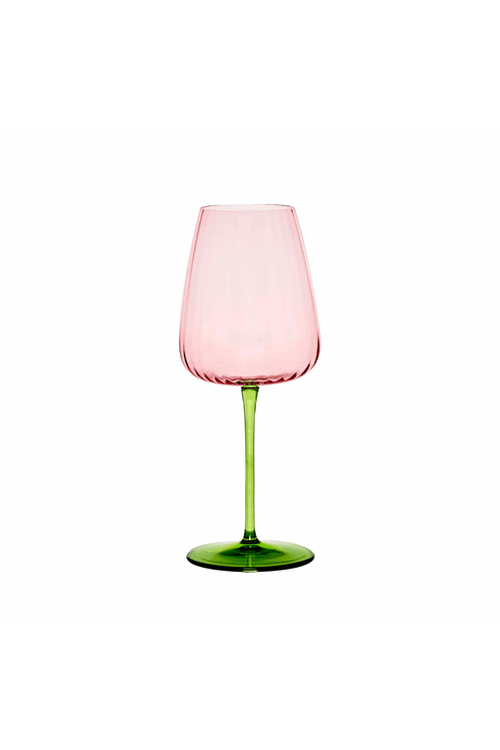 Taça de Vidro Rosa e Verde 420ml