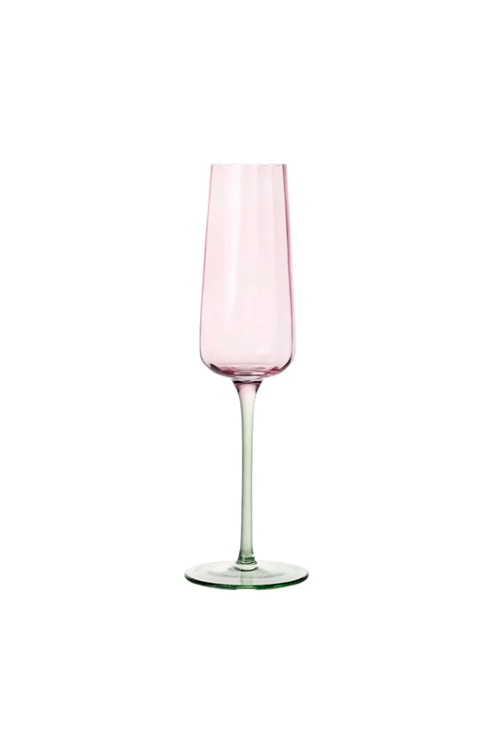 Taça para Champanhe de Vidro Rosa e Verde 200ml