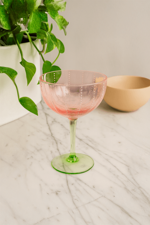 Taça para Sobremesa Meg Rosa com Base Verde 250ml