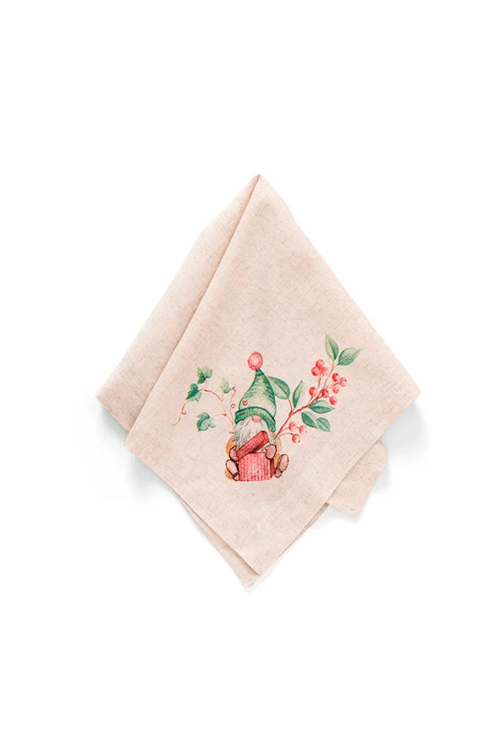 Guardanapo de Linho Gnomo Natalino 50x50cm