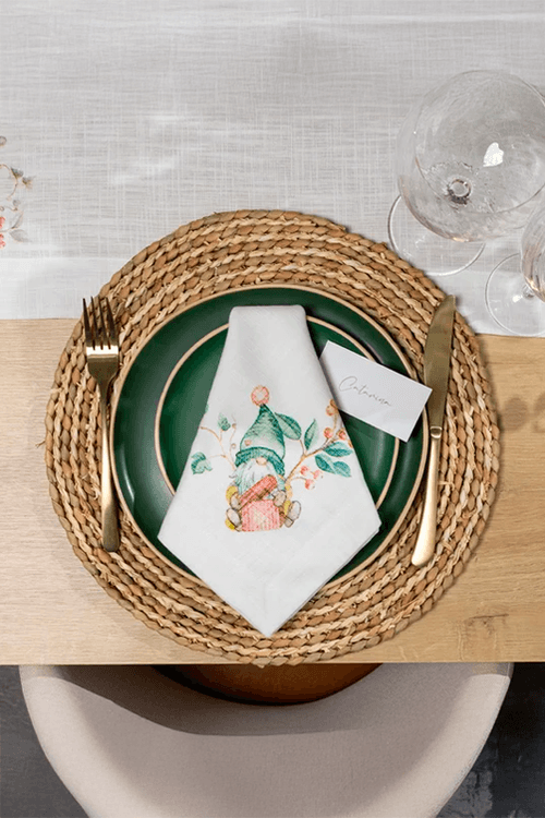 Guardanapo de Linho Gnomo Natalino 50x50cm