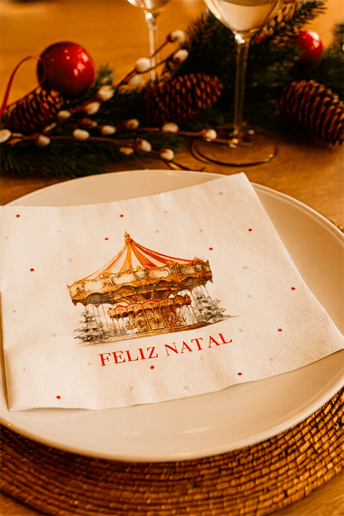 Guardanapo Natalino de Papel Carrossel