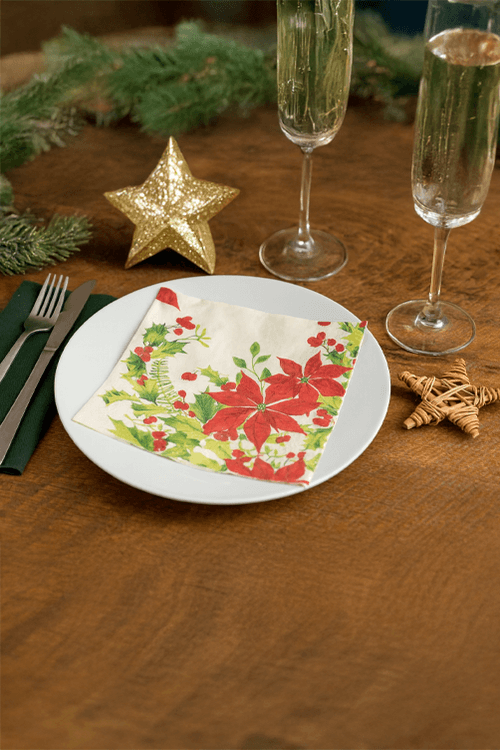 Guardanapo Natalino de Papel Poinsétia