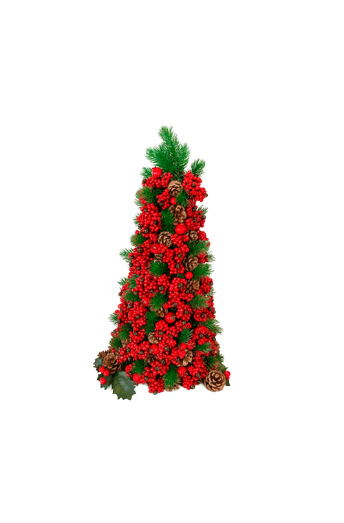 Mini Àrvore Decorativa com Pinhas e Cerejas