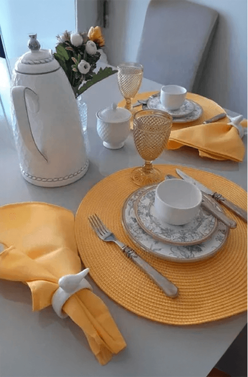 Jogo Americano Redondo Amarelo