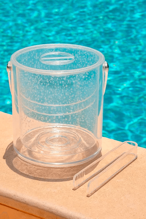 Balde de Gelo Acrílico 2,8 Litros com Pegador Bolhas Transparente