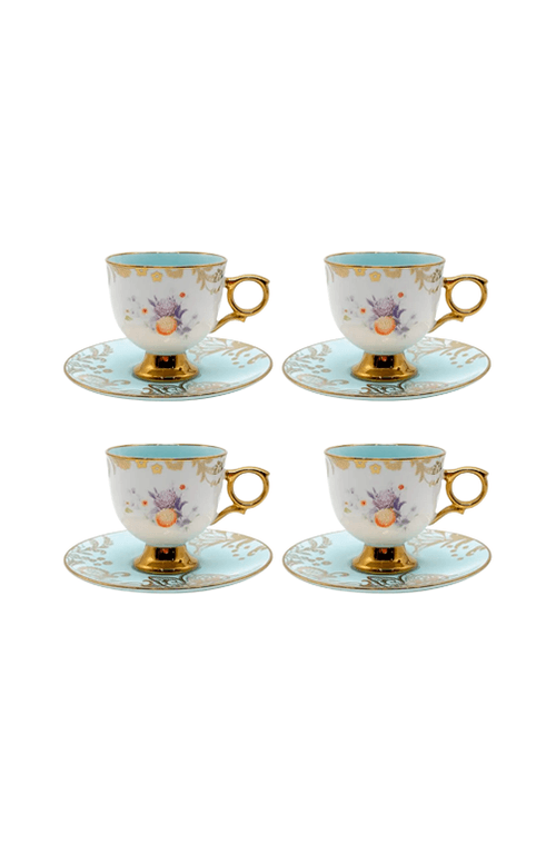 Conjunto de Xícaras de Chá Madeleine Azul 200ml 8 Peças