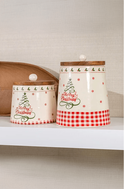 Pote com Tampa Versailles Natalino em Cerâmica Pinheiro Grande