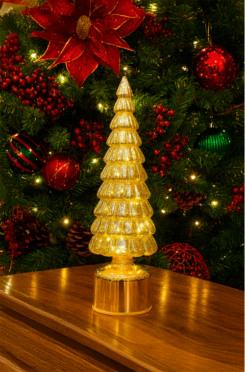 Mini Àrvore Decorativa Dourada com Led
