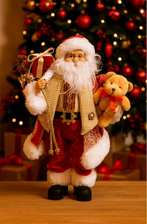 Papai Noel Decorativo com Urso