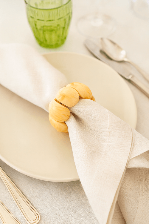 Conjunto de 2 Argolas de Guardanapo Pedra Creme Perolado
